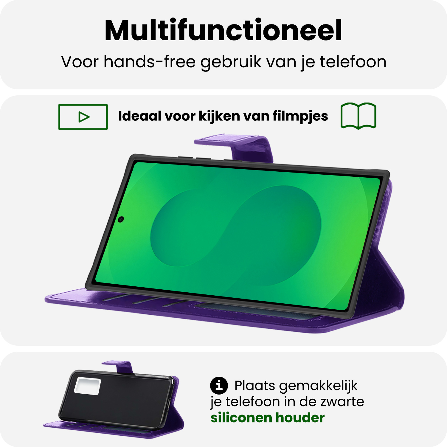 BASEY. BASEY. Samsung Galaxy S25 Ultra Hoesje Bookcase Met 2x Screenprotector - Paars