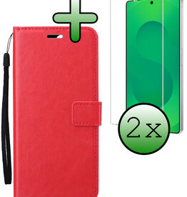 BASEY. BASEY. Samsung Galaxy S25 Ultra Hoesje Bookcase Met 2x Screenprotector - Rood