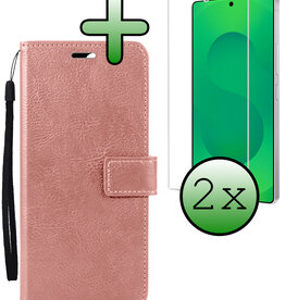 BASEY. BASEY. Samsung Galaxy S25 Ultra Hoesje Bookcase Met 2x Screenprotector - Rose Goud