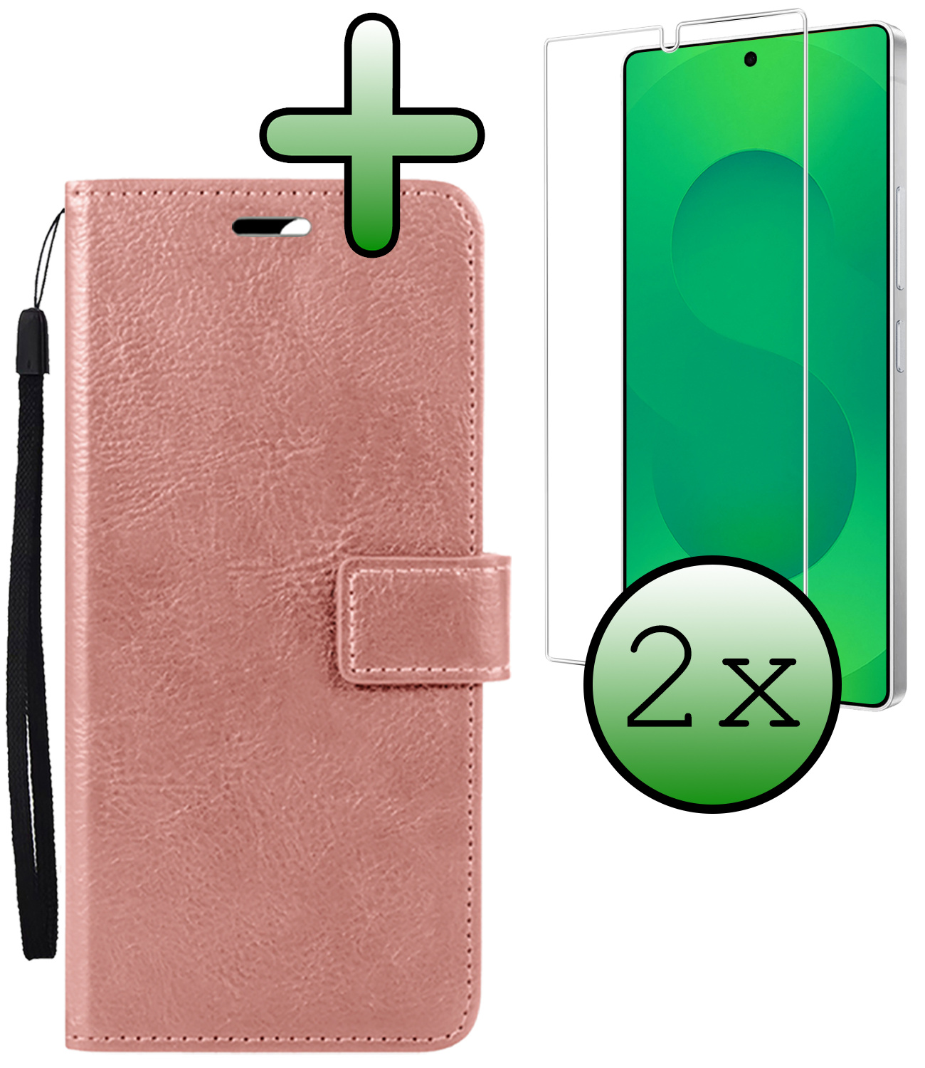 BASEY. BASEY. Samsung Galaxy S25 Ultra Hoesje Bookcase Met 2x Screenprotector - Rose Goud