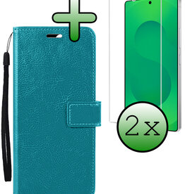 BASEY. BASEY. Samsung Galaxy S25 Ultra Hoesje Bookcase Met 2x Screenprotector - Turquoise