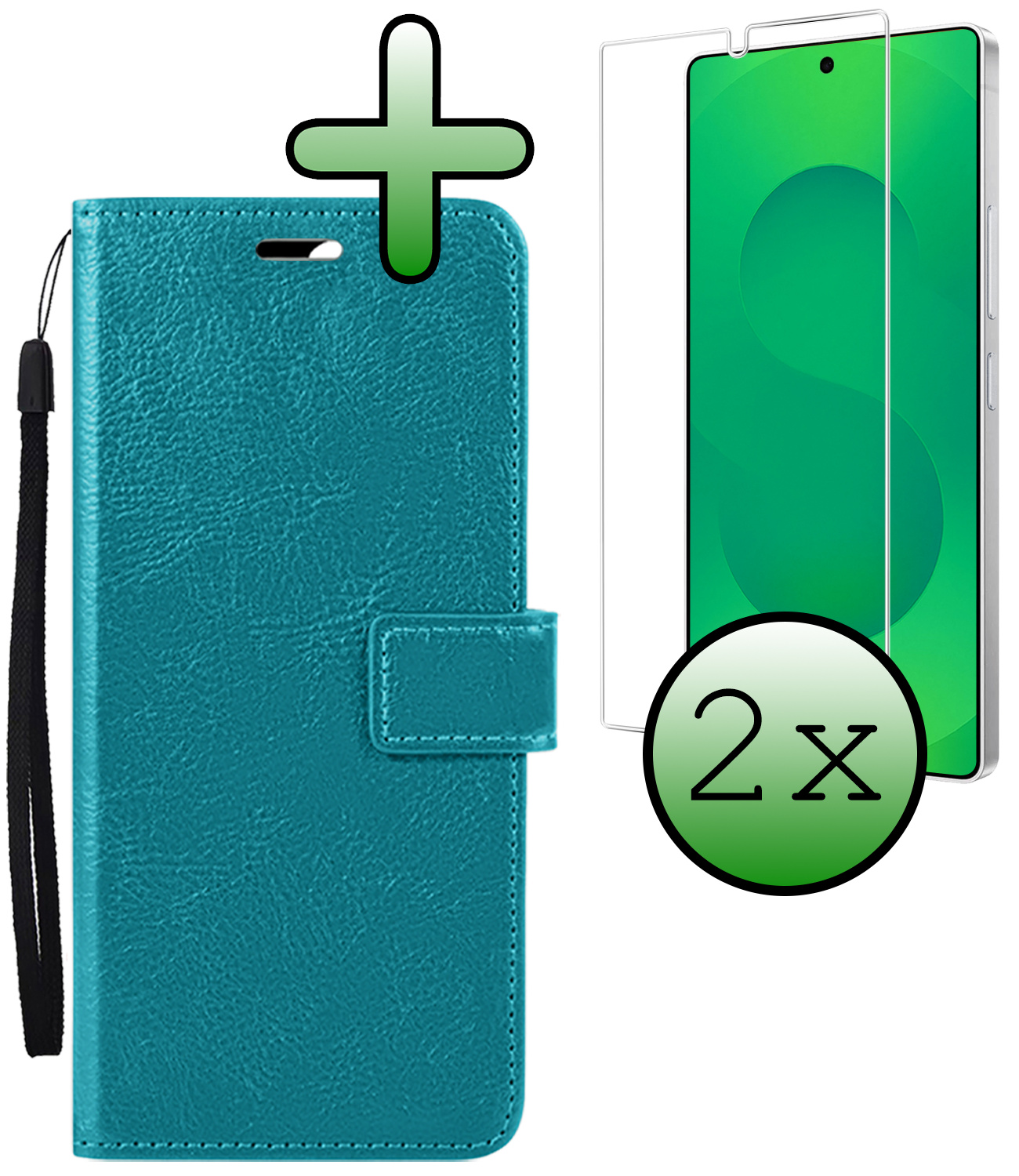 BASEY. BASEY. Samsung Galaxy S25 Ultra Hoesje Bookcase Met 2x Screenprotector - Turquoise
