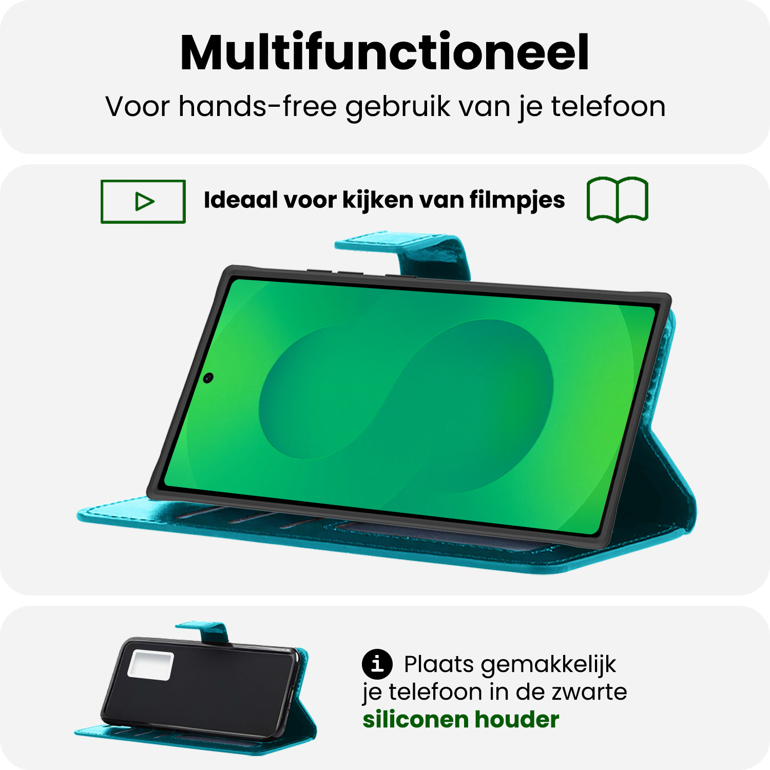 BASEY. BASEY. Samsung Galaxy S25 Ultra Hoesje Bookcase Met 2x Screenprotector - Turquoise