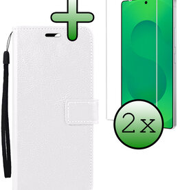 BASEY. BASEY. Samsung Galaxy S25 Ultra Hoesje Bookcase Met 2x Screenprotector - Wit