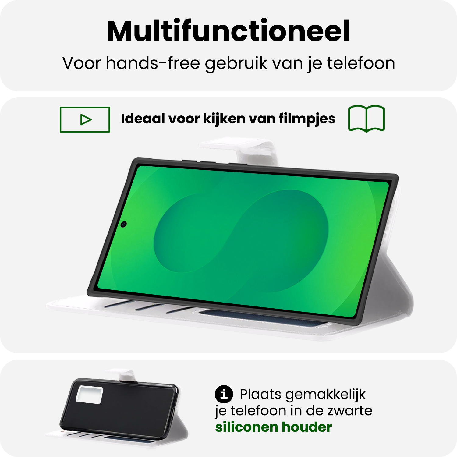 BASEY. BASEY. Samsung Galaxy S25 Ultra Hoesje Bookcase Met 2x Screenprotector - Wit