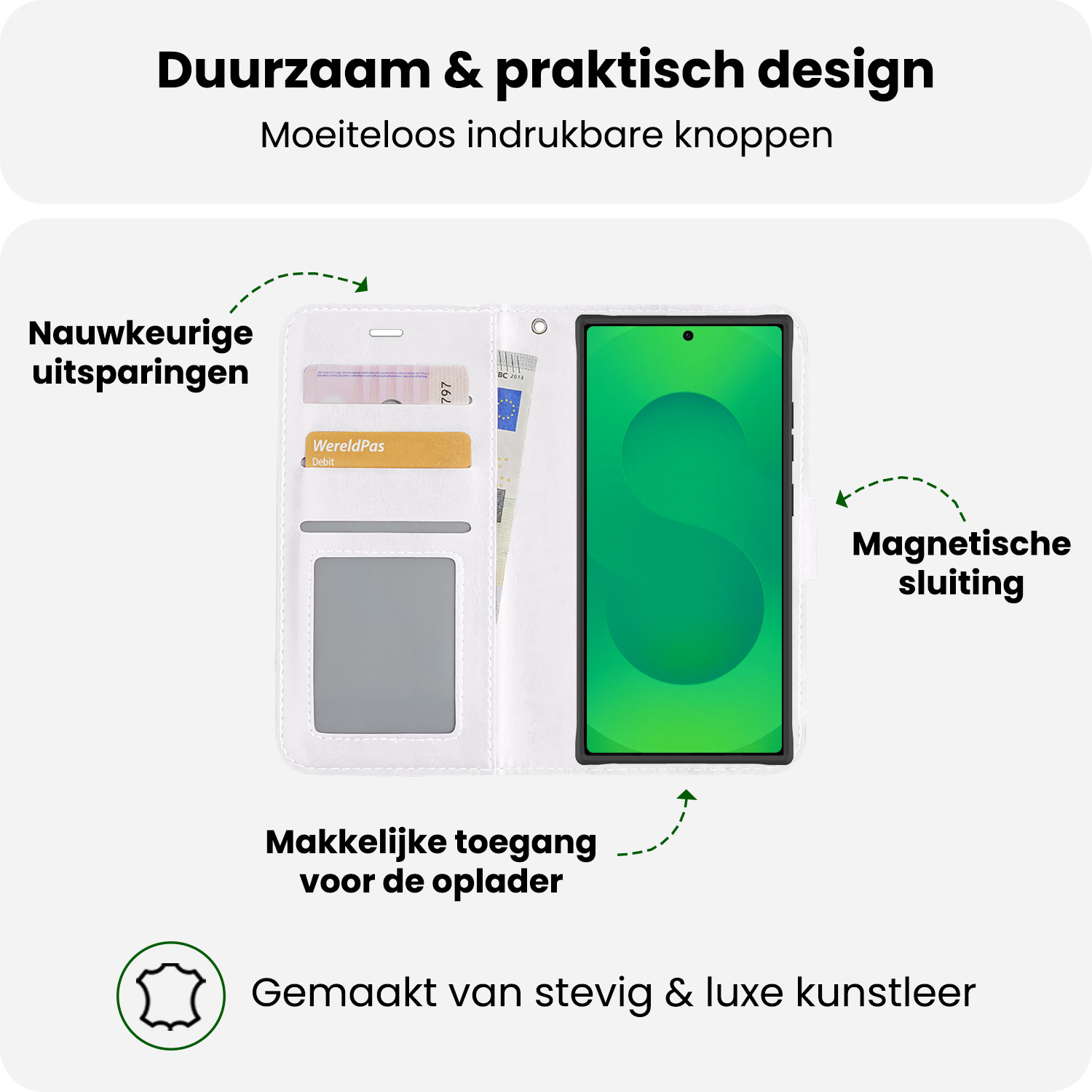 BASEY. BASEY. Samsung Galaxy S25 Ultra Hoesje Bookcase Met 2x Screenprotector - Wit