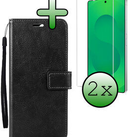 BASEY. BASEY. Samsung Galaxy S25 Ultra Hoesje Bookcase Met 2x Screenprotector - Zwart