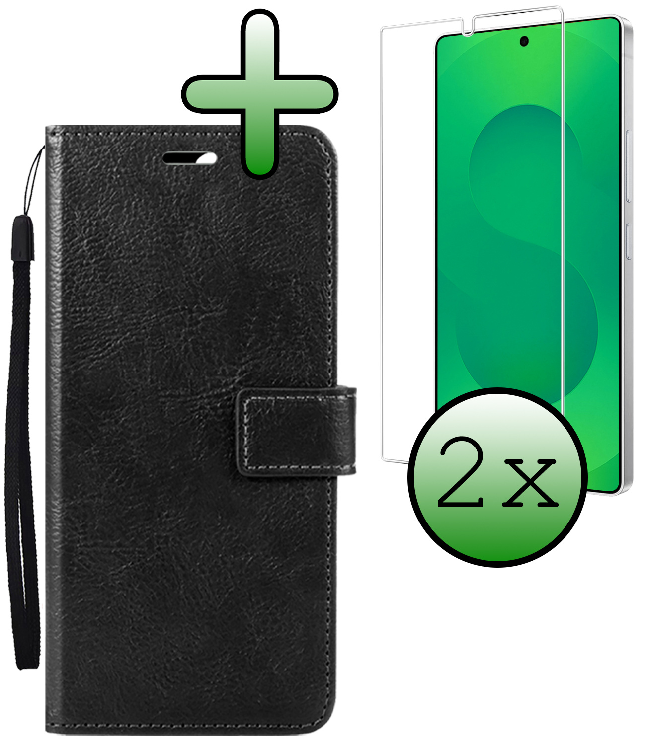 BASEY. BASEY. Samsung Galaxy S25 Ultra Hoesje Bookcase Met 2x Screenprotector - Zwart