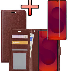 NoXx NoXx Samsung Galaxy S25 Ultra Hoesje Bookcase Met Screenprotector - Bruin