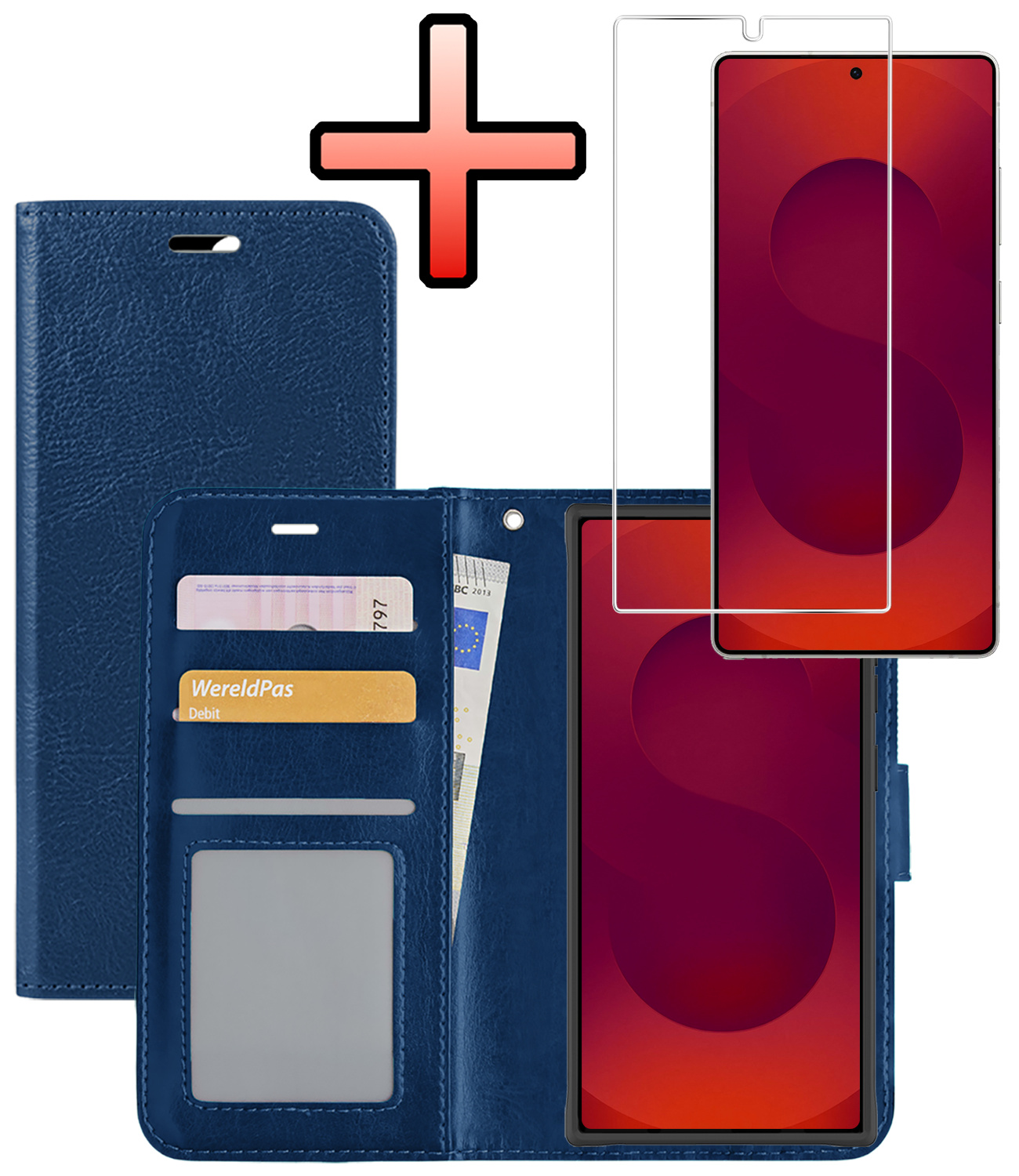 NoXx NoXx Samsung Galaxy S25 Ultra Hoesje Bookcase Met Screenprotector - Donkerblauw