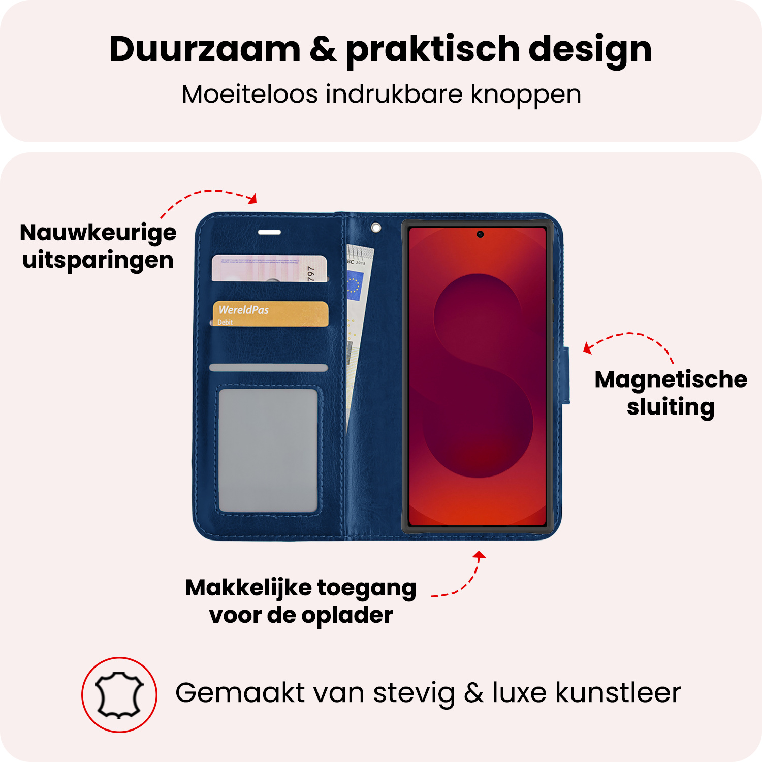 NoXx NoXx Samsung Galaxy S25 Ultra Hoesje Bookcase Met Screenprotector - Donkerblauw