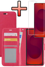 NoXx NoXx Samsung Galaxy S25 Ultra Hoesje Bookcase Met Screenprotector - Donkerroze