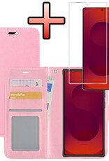 NoXx NoXx Samsung Galaxy S25 Ultra Hoesje Bookcase Met Screenprotector - Lichtroze