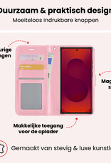 NoXx NoXx Samsung Galaxy S25 Ultra Hoesje Bookcase Met Screenprotector - Lichtroze