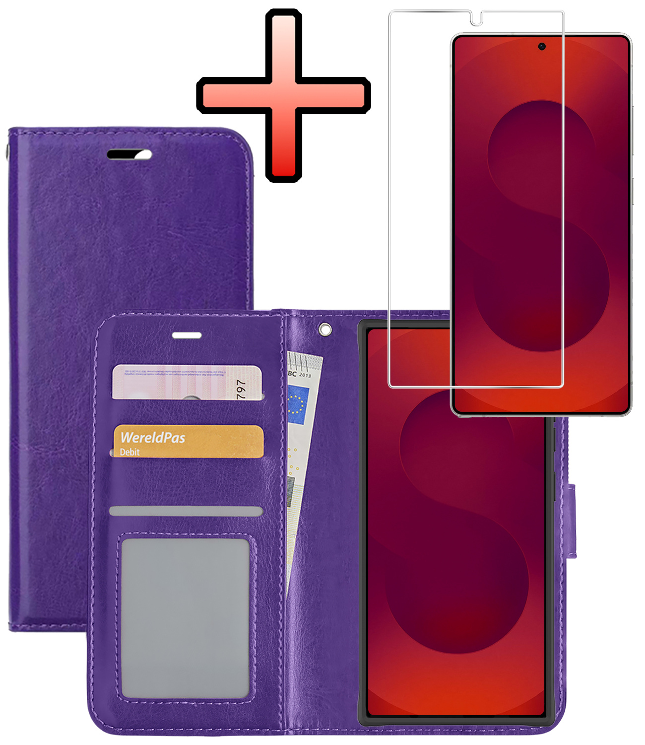 NoXx NoXx Samsung Galaxy S25 Ultra Hoesje Bookcase Met Screenprotector - Paars