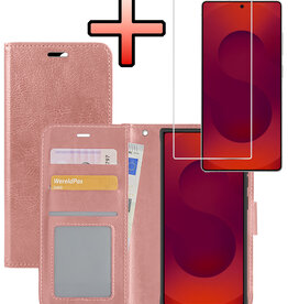 NoXx NoXx Samsung Galaxy S25 Ultra Hoesje Bookcase Met Screenprotector - Rose Goud