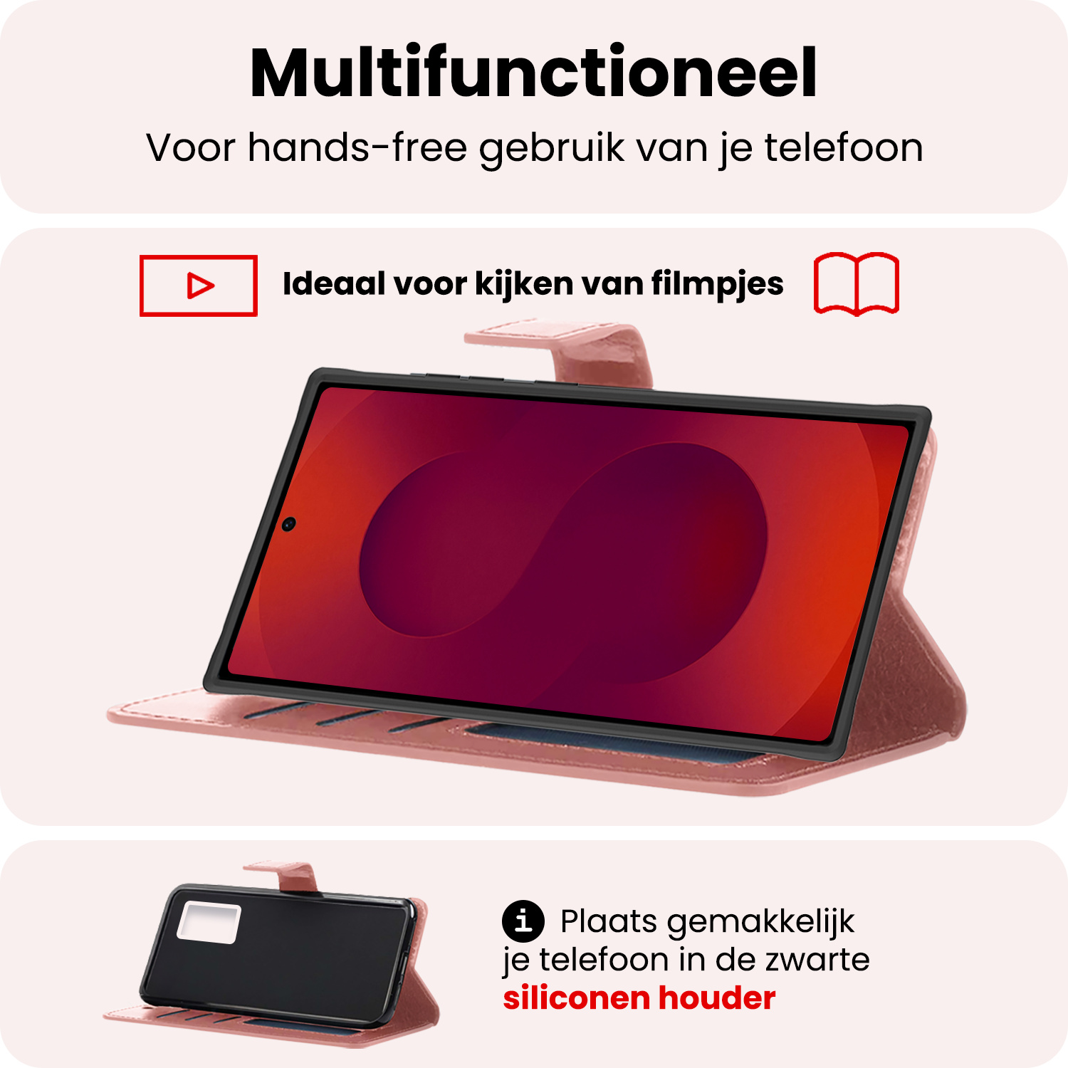 NoXx NoXx Samsung Galaxy S25 Ultra Hoesje Bookcase Met Screenprotector - Rose Goud