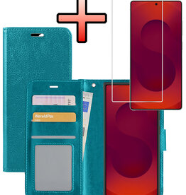 NoXx NoXx Samsung Galaxy S25 Ultra Hoesje Bookcase Met Screenprotector - Turquoise