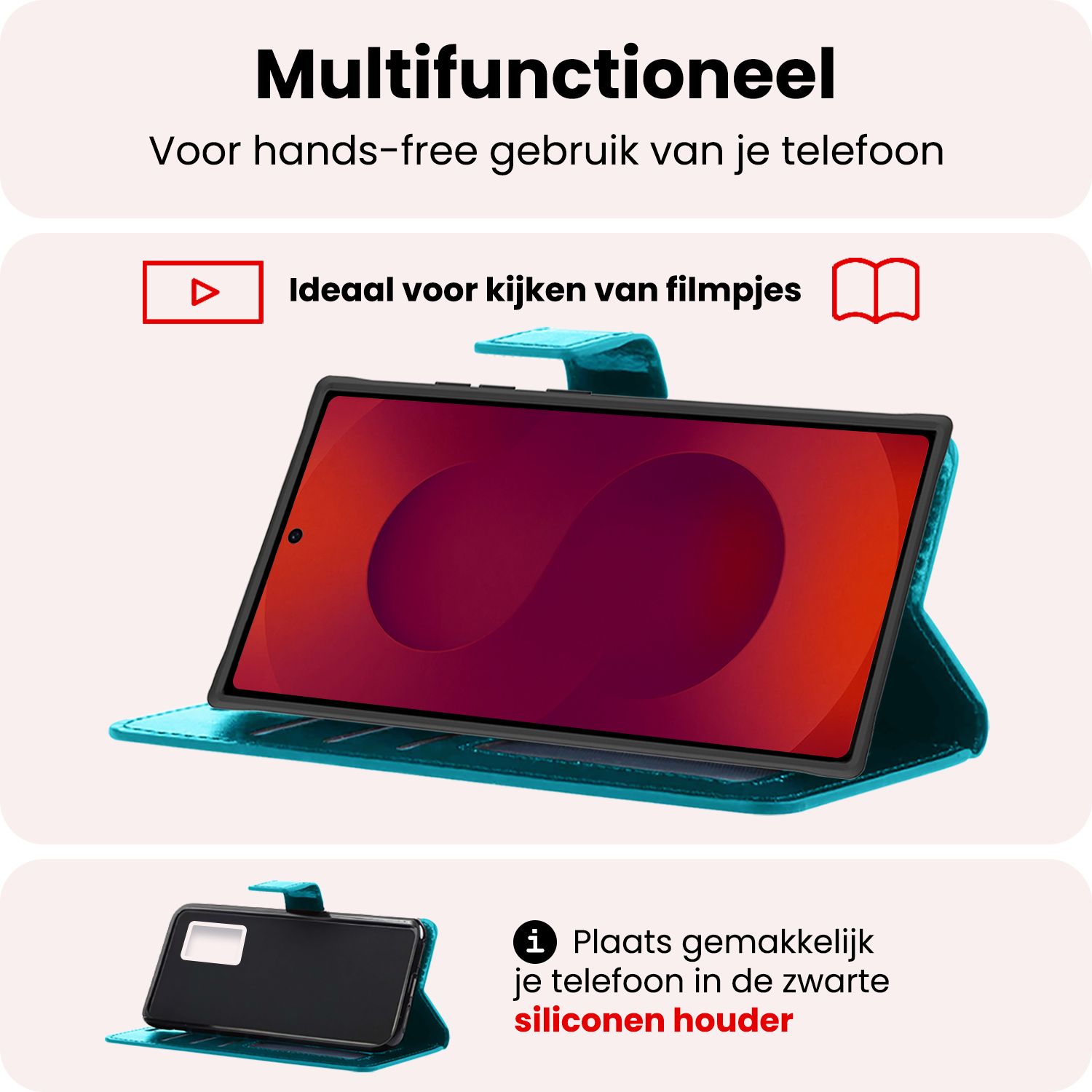 NoXx NoXx Samsung Galaxy S25 Ultra Hoesje Bookcase Met Screenprotector - Turquoise