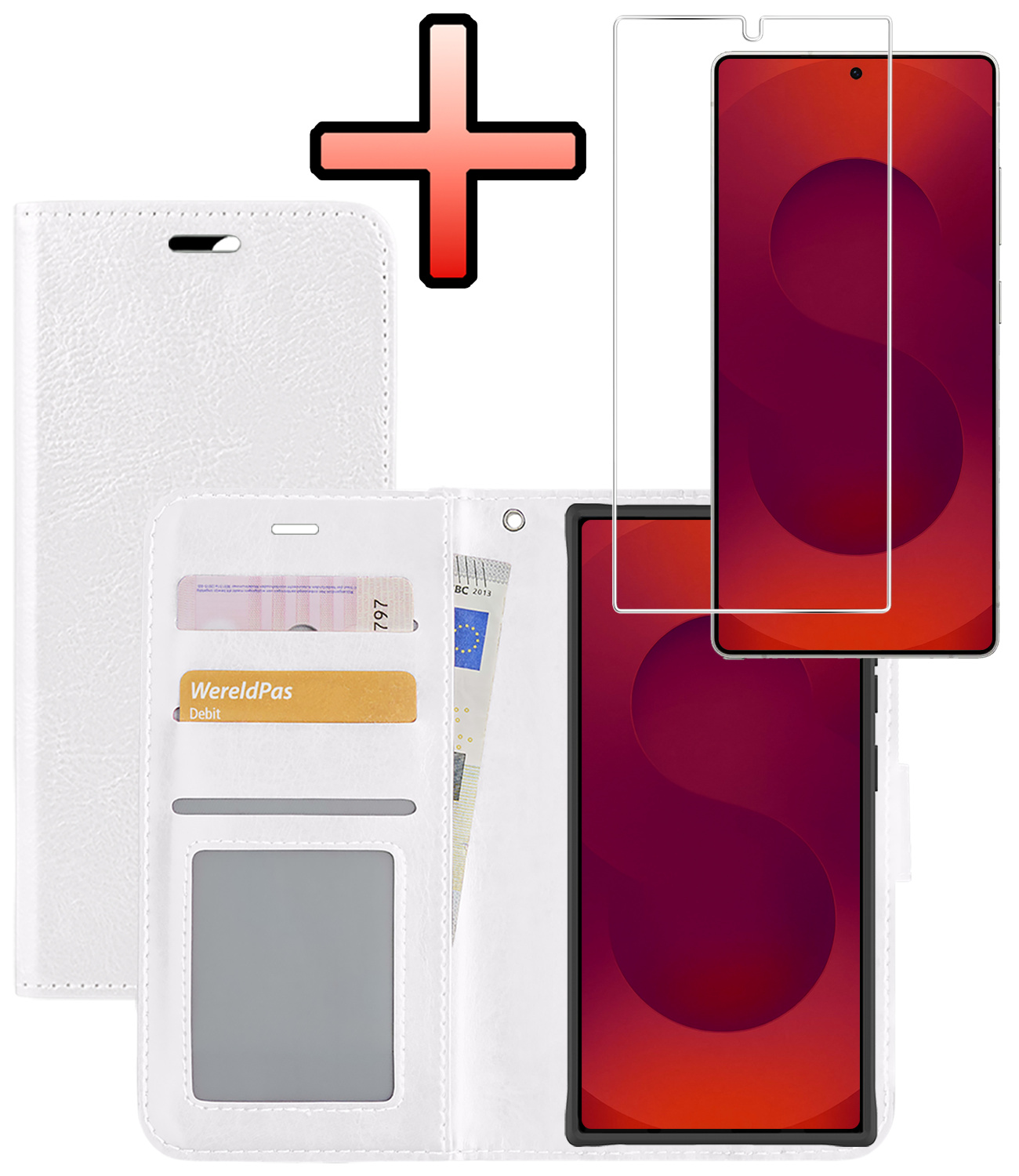 NoXx NoXx Samsung Galaxy S25 Ultra Hoesje Bookcase Met Screenprotector - Wit