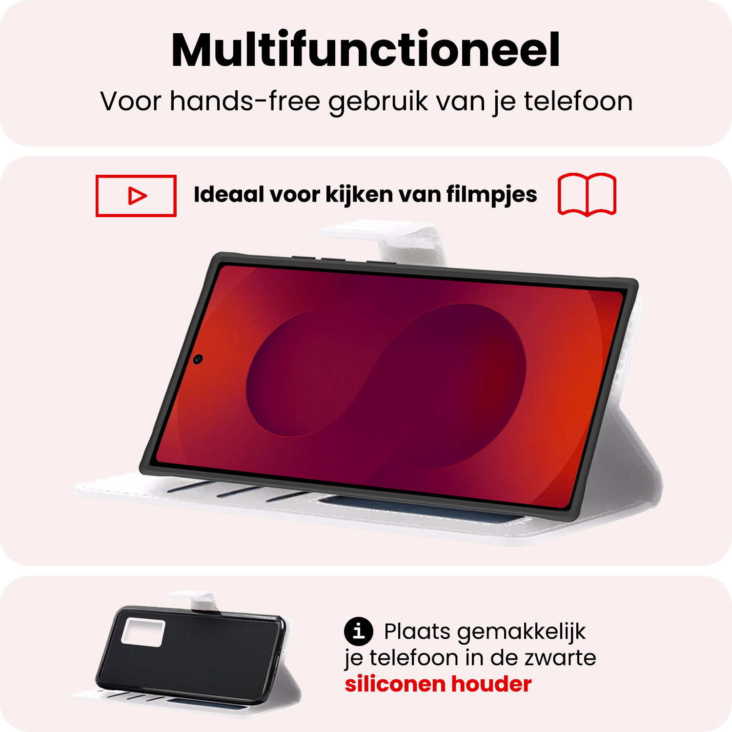 NoXx NoXx Samsung Galaxy S25 Ultra Hoesje Bookcase Met Screenprotector - Wit