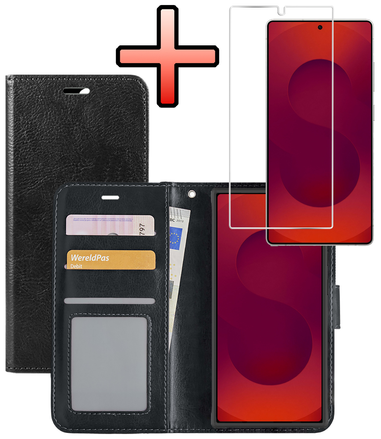 NoXx NoXx Samsung Galaxy S25 Ultra Hoesje Bookcase Met Screenprotector - Zwart