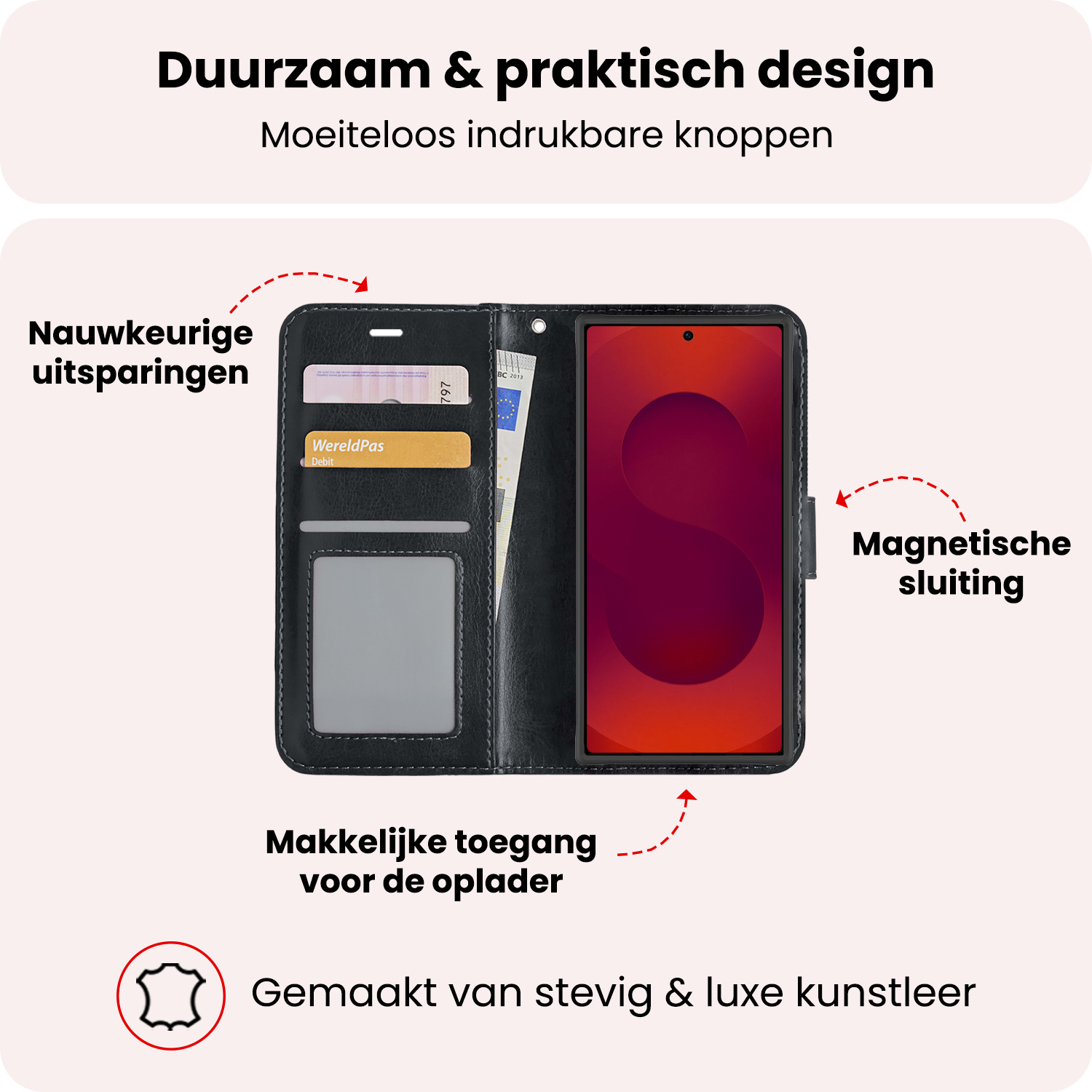 NoXx NoXx Samsung Galaxy S25 Ultra Hoesje Bookcase Met Screenprotector - Zwart