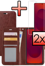 NoXx NoXx Samsung Galaxy S25 Ultra Hoesje Bookcase Met 2x Screenprotector - Bruin
