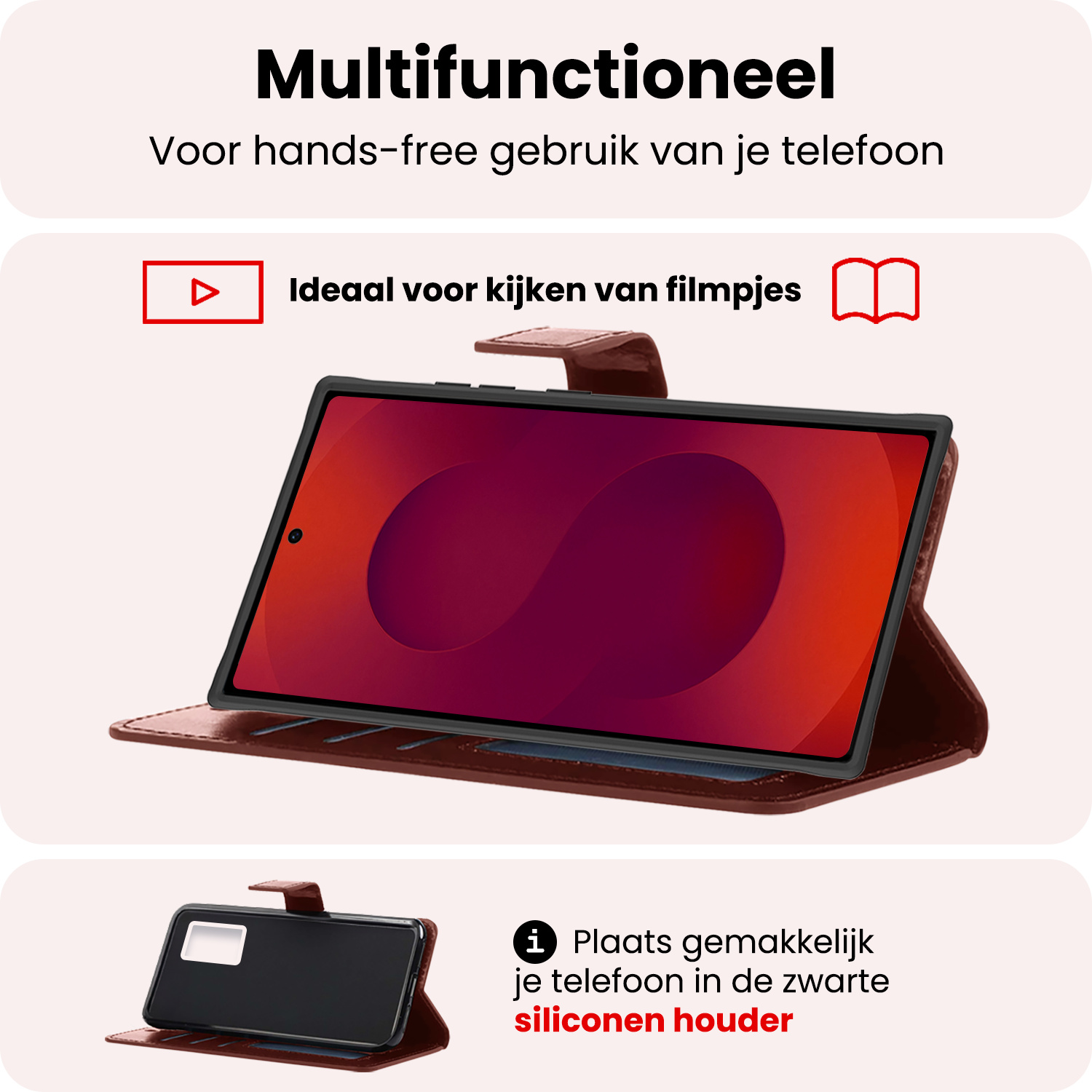 NoXx NoXx Samsung Galaxy S25 Ultra Hoesje Bookcase Met 2x Screenprotector - Bruin