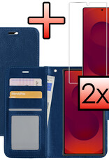 NoXx NoXx Samsung Galaxy S25 Ultra Hoesje Bookcase Met 2x Screenprotector - Donkerblauw