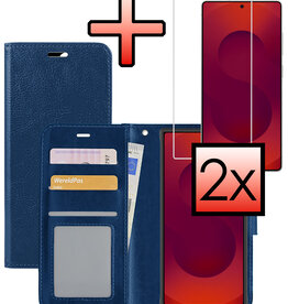 NoXx NoXx Samsung Galaxy S25 Ultra Hoesje Bookcase Met 2x Screenprotector - Donkerblauw