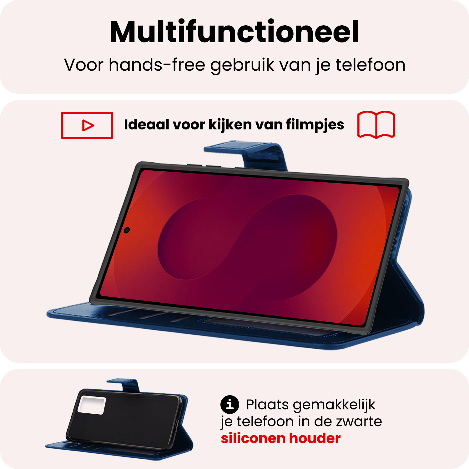 NoXx NoXx Samsung Galaxy S25 Ultra Hoesje Bookcase Met 2x Screenprotector - Donkerblauw