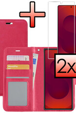NoXx NoXx Samsung Galaxy S25 Ultra Hoesje Bookcase Met 2x Screenprotector - Donkerroze