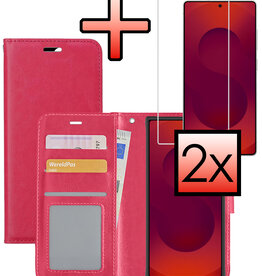 NoXx NoXx Samsung Galaxy S25 Ultra Hoesje Bookcase Met 2x Screenprotector - Donkerroze