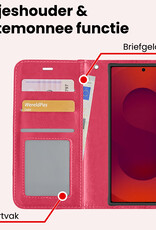 NoXx NoXx Samsung Galaxy S25 Ultra Hoesje Bookcase Met 2x Screenprotector - Donkerroze