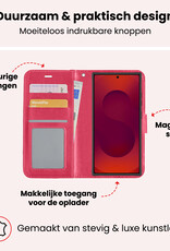 NoXx NoXx Samsung Galaxy S25 Ultra Hoesje Bookcase Met 2x Screenprotector - Donkerroze