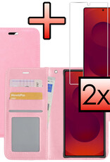 NoXx NoXx Samsung Galaxy S25 Ultra Hoesje Bookcase Met 2x Screenprotector - Lichtroze