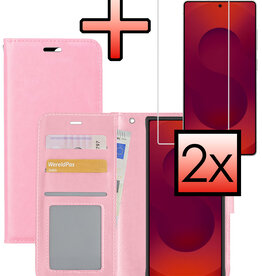 NoXx NoXx Samsung Galaxy S25 Ultra Hoesje Bookcase Met 2x Screenprotector - Lichtroze