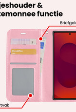 NoXx NoXx Samsung Galaxy S25 Ultra Hoesje Bookcase Met 2x Screenprotector - Lichtroze