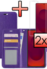 NoXx NoXx Samsung Galaxy S25 Ultra Hoesje Bookcase Met 2x Screenprotector - Paars