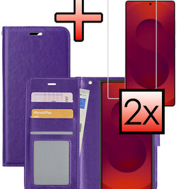 NoXx NoXx Samsung Galaxy S25 Ultra Hoesje Bookcase Met 2x Screenprotector - Paars