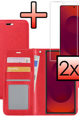 NoXx NoXx Samsung Galaxy S25 Ultra Hoesje Bookcase Met 2x Screenprotector - Rood