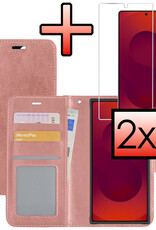 NoXx NoXx Samsung Galaxy S25 Ultra Hoesje Bookcase Met 2x Screenprotector - Rose Goud