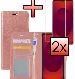 NoXx NoXx Samsung Galaxy S25 Ultra Hoesje Bookcase Met 2x Screenprotector - Rose Goud