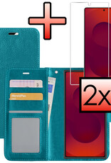 NoXx NoXx Samsung Galaxy S25 Ultra Hoesje Bookcase Met 2x Screenprotector - Turquoise