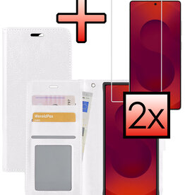 NoXx NoXx Samsung Galaxy S25 Ultra Hoesje Bookcase Met 2x Screenprotector - Wit