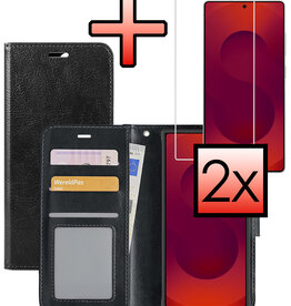 NoXx NoXx Samsung Galaxy S25 Ultra Hoesje Bookcase Met 2x Screenprotector - Zwart