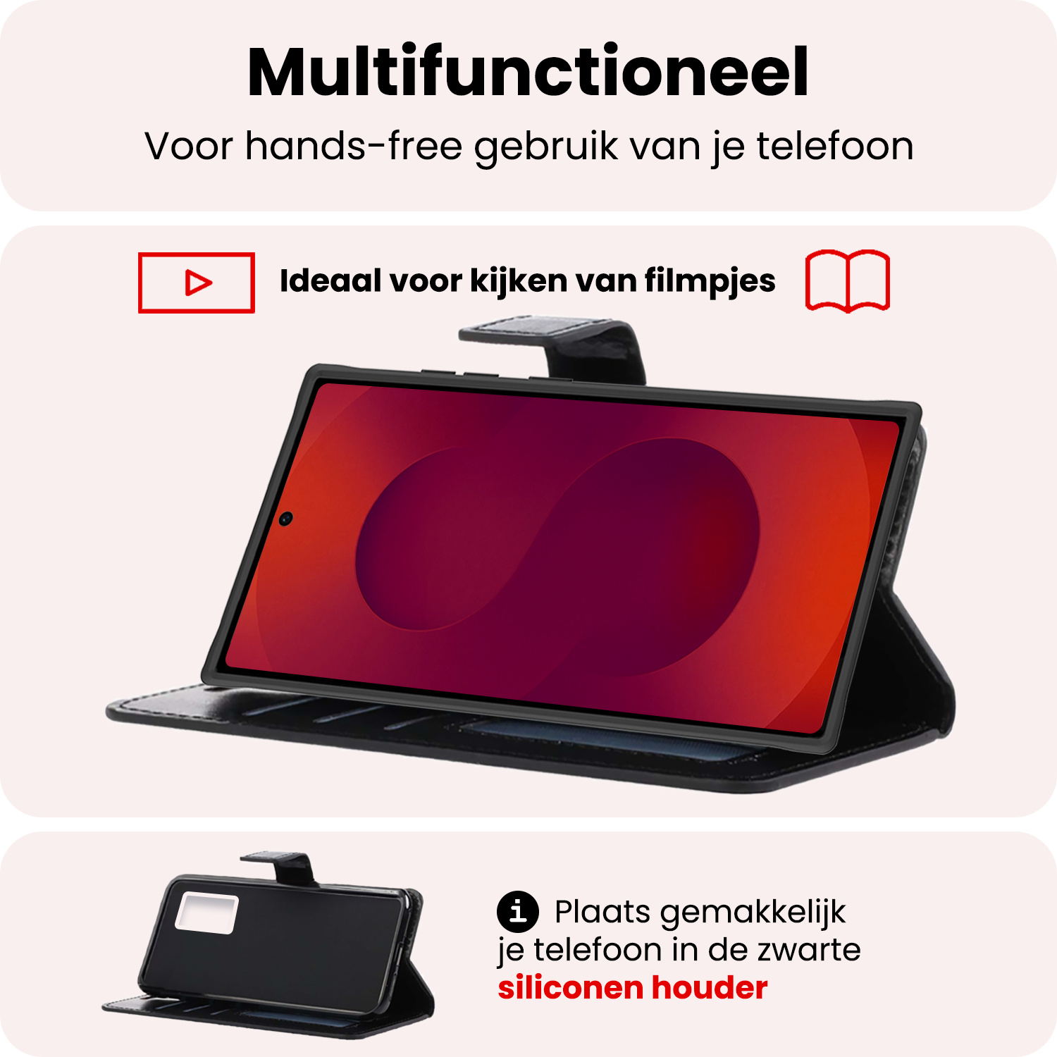 NoXx NoXx Samsung Galaxy S25 Ultra Hoesje Bookcase Met 2x Screenprotector - Zwart