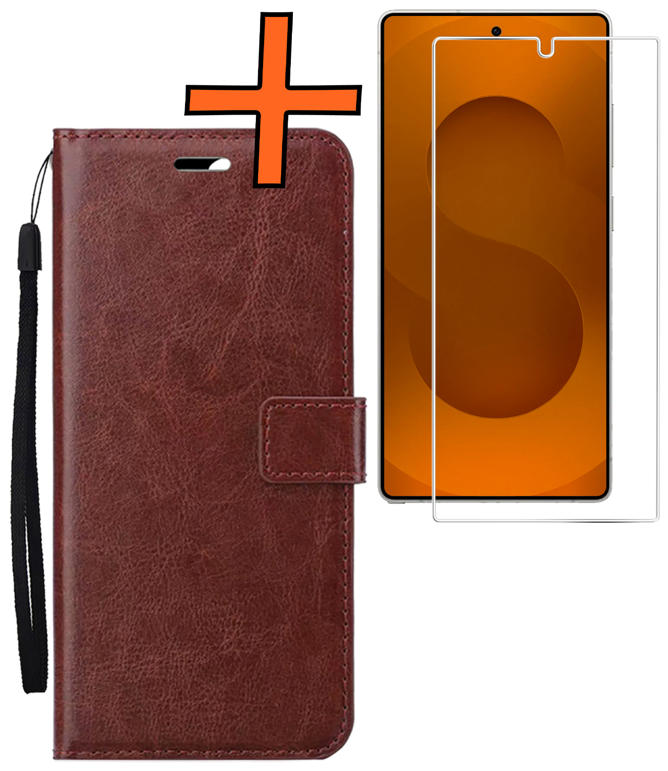 Nomfy Nomfy Samsung Galaxy S25 Ultra Hoesje Bookcase Met Screenprotector - Bruin