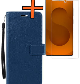 Nomfy Nomfy Samsung Galaxy S25 Ultra Hoesje Bookcase Met Screenprotector - Donkerblauw